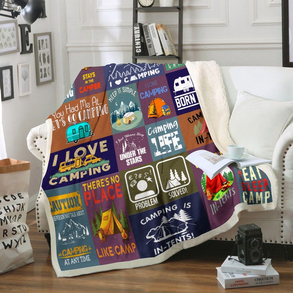 Camping Sherpa Fleece Blanket