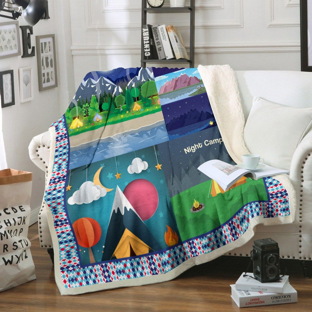 Camping Sherpa Fleece Blanket