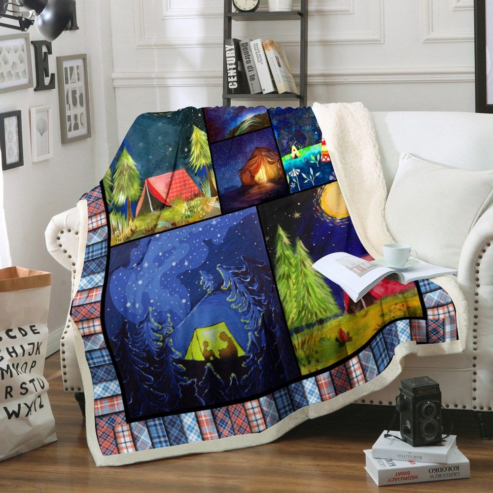 Camping Sherpa Fleece Blanket