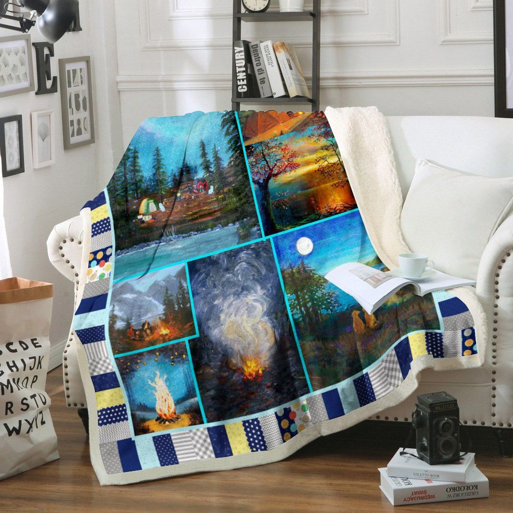 Camping Sherpa Fleece Blanket