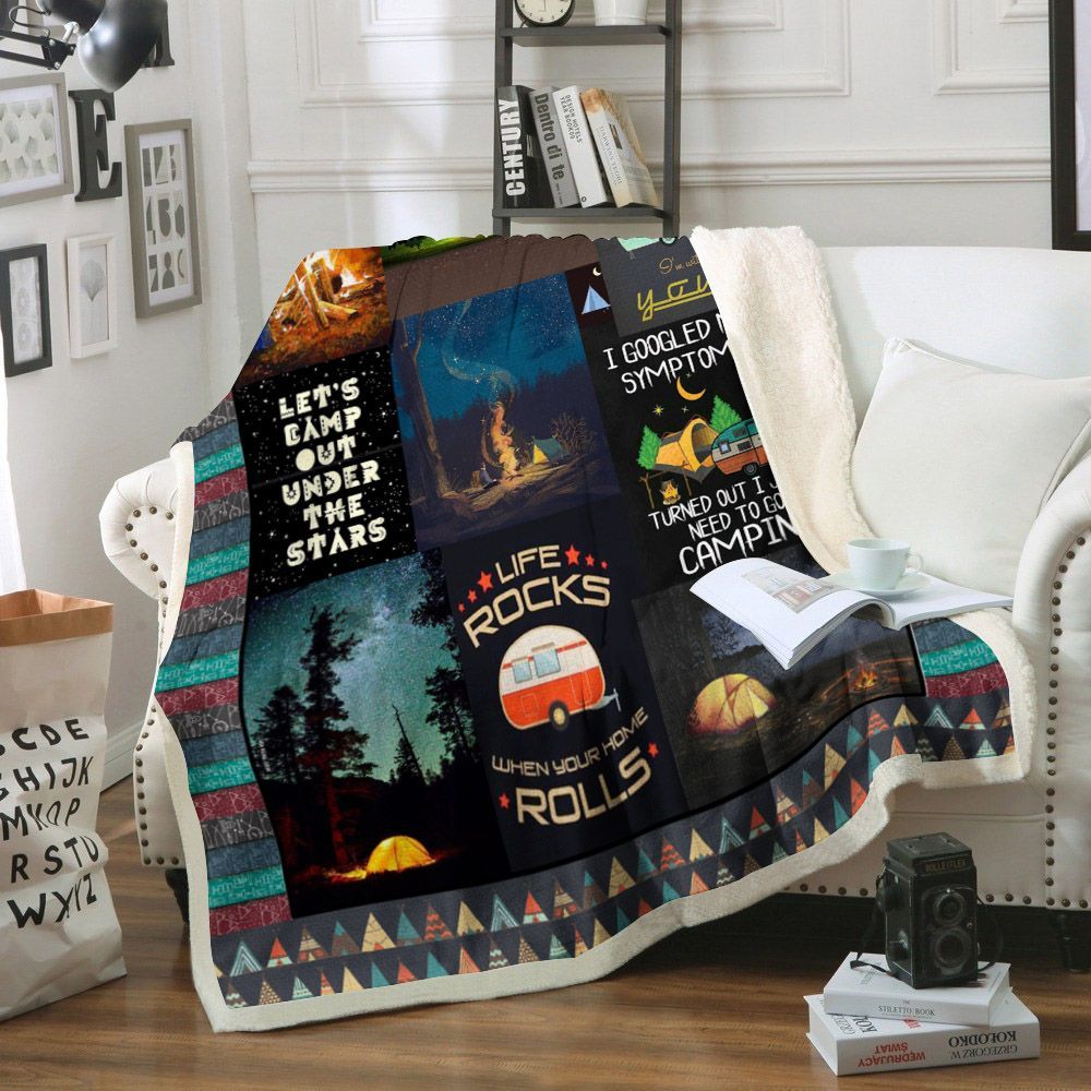 Camping Sherpa Fleece Blanket