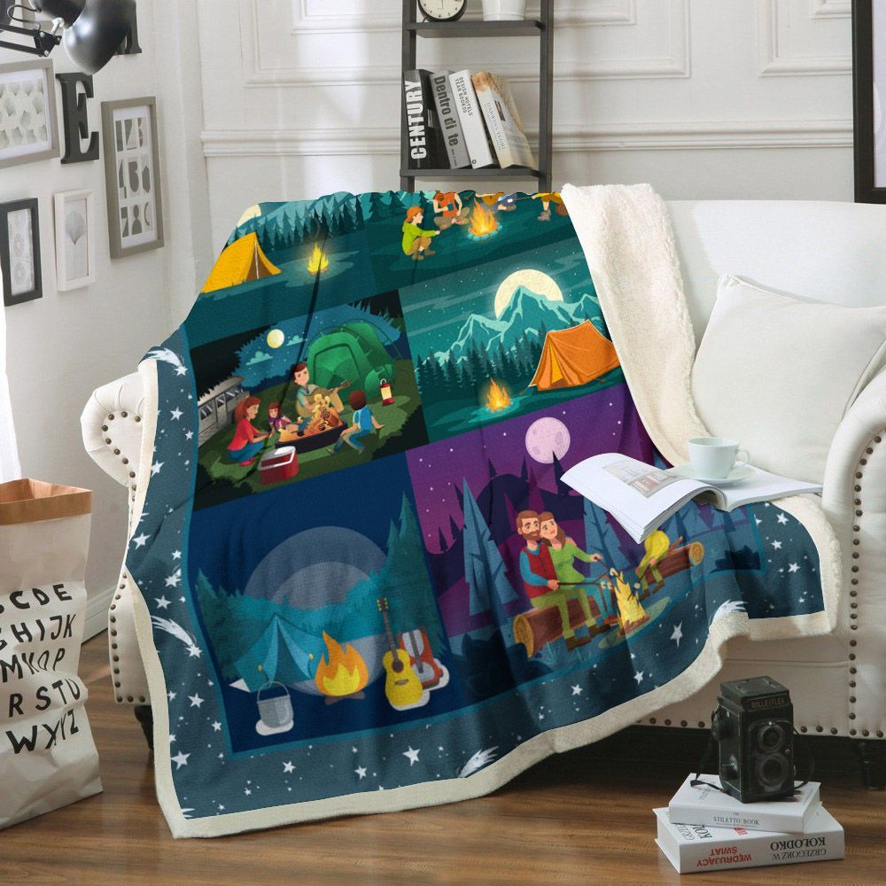 Camping Sherpa Fleece Blanket