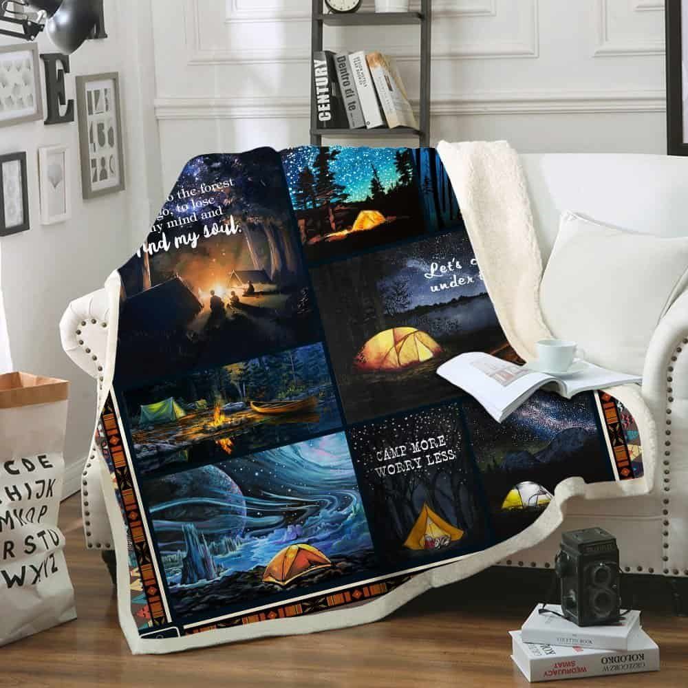 Camping Sherpa Fleece Blanket