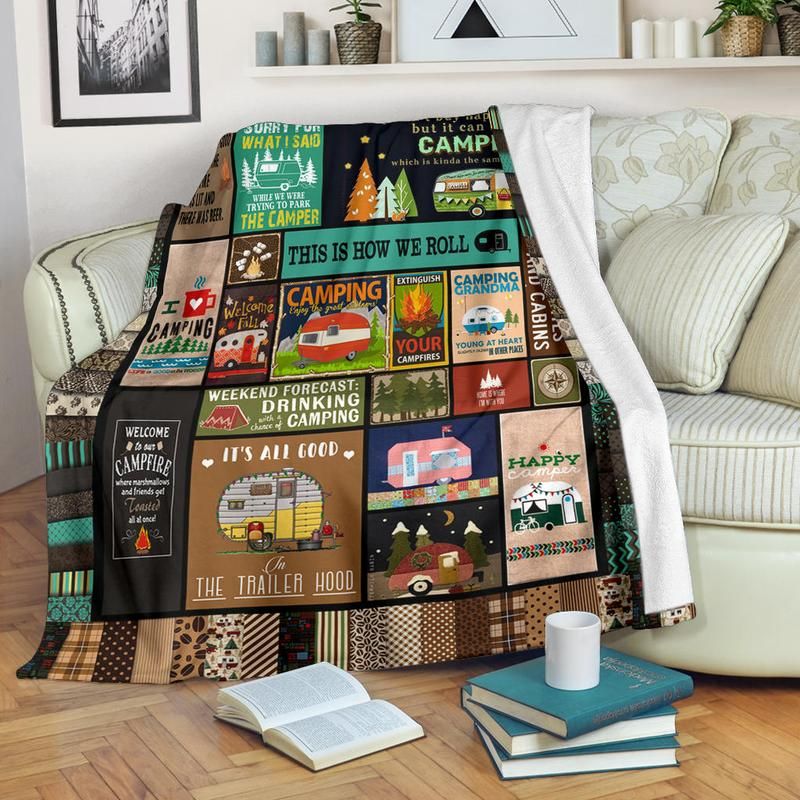 Camping Sherpa Fleece Blanket