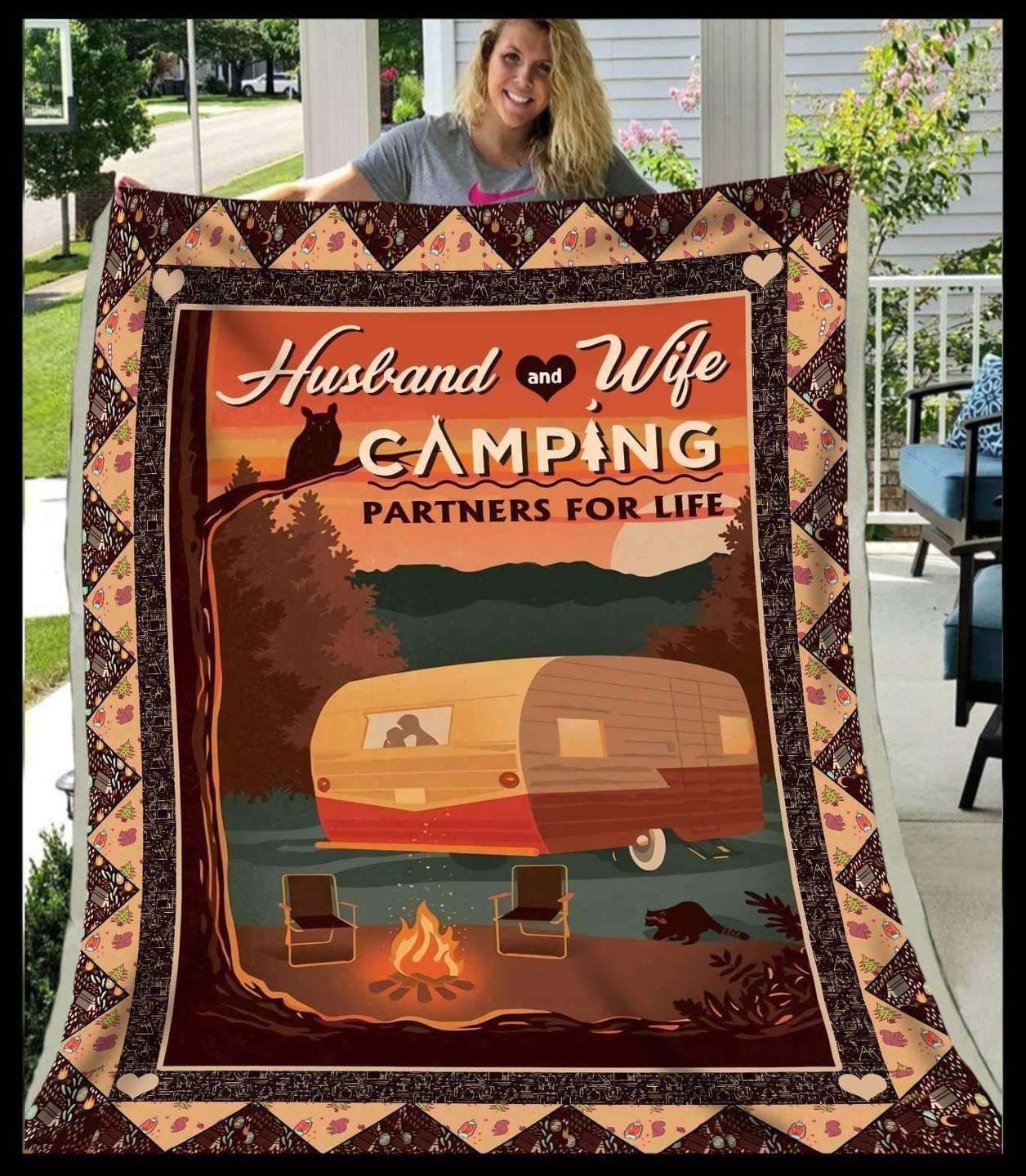 Camping Sherpa Fleece Blanket