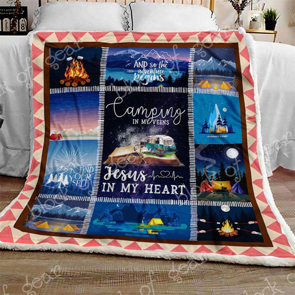 Camping Sherpa Fleece Blanket