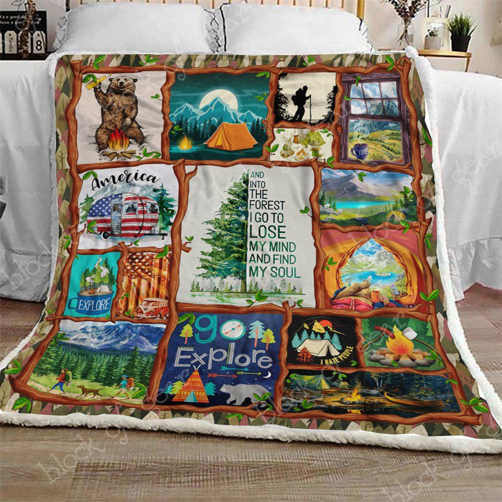 Camping Sherpa Fleece Blanket
