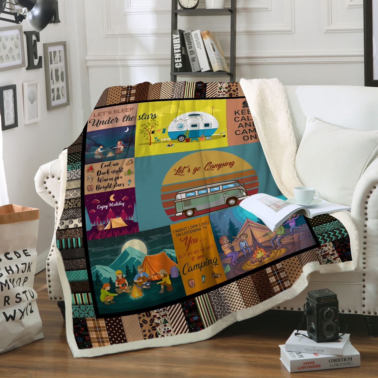 Camping Sherpa Fleece Blanket
