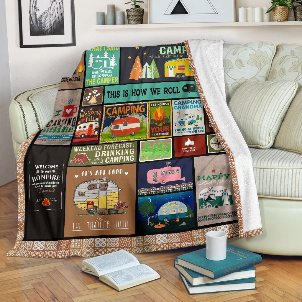 Camping Sherpa Fleece Blanket