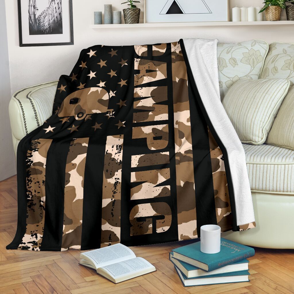 Camping Sherpa Fleece Blanket