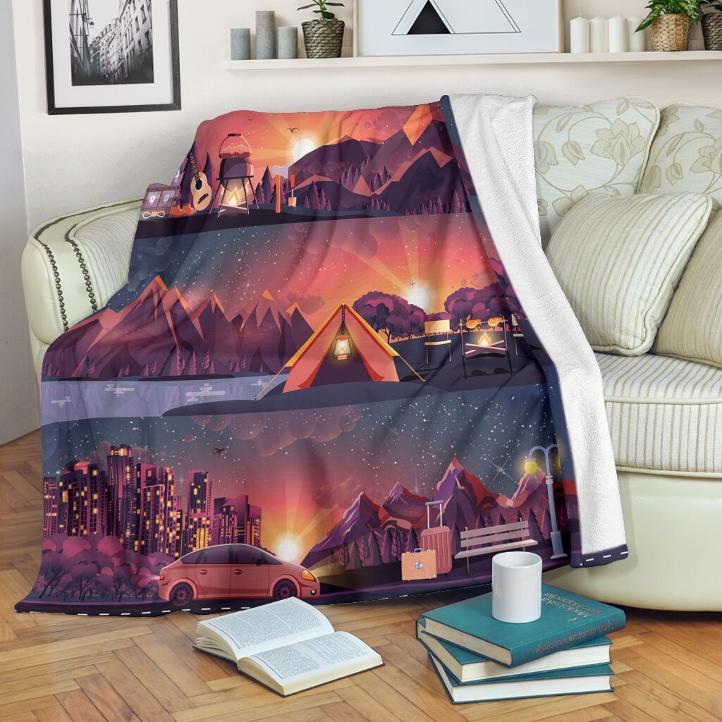 Camping Sherpa Fleece Blanket