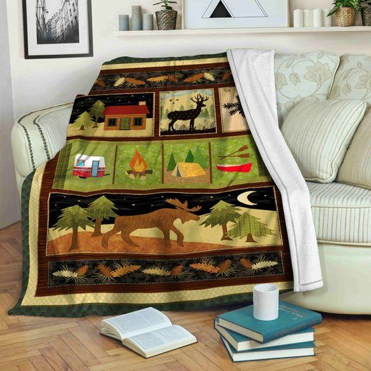 Camping Sherpa Fleece Blanket