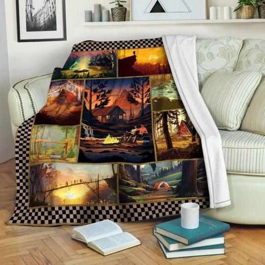 Camping Sherpa Fleece Blanket