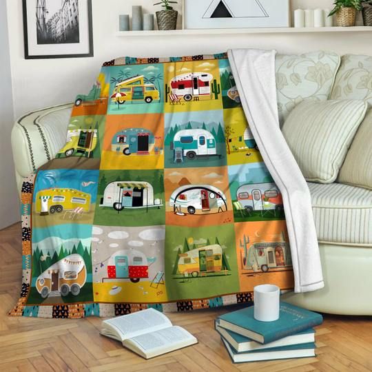Camping Sherpa Fleece Blanket