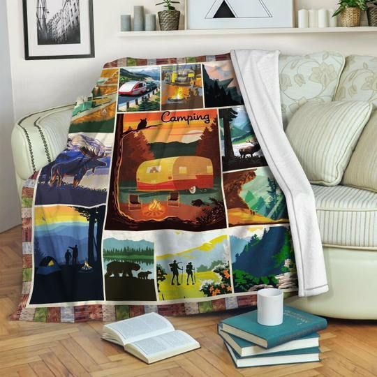 Camping Sherpa Fleece Blanket