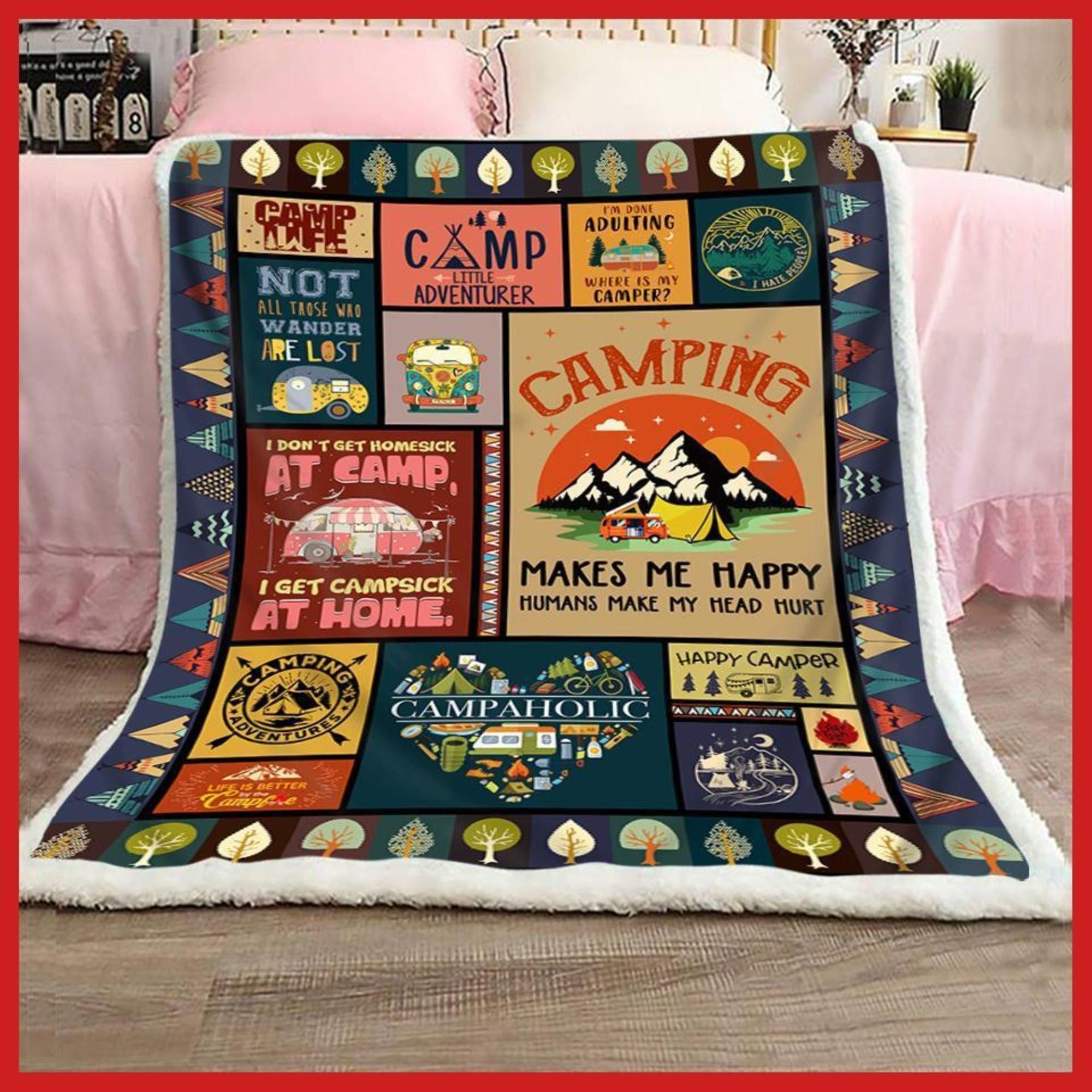 Camping Sherpa Fleece Blanket