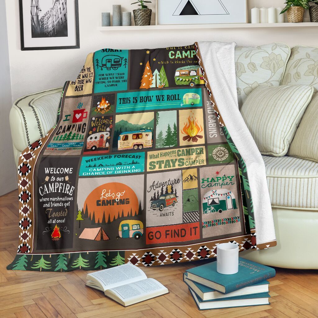 Camping Sherpa Fleece Blanket