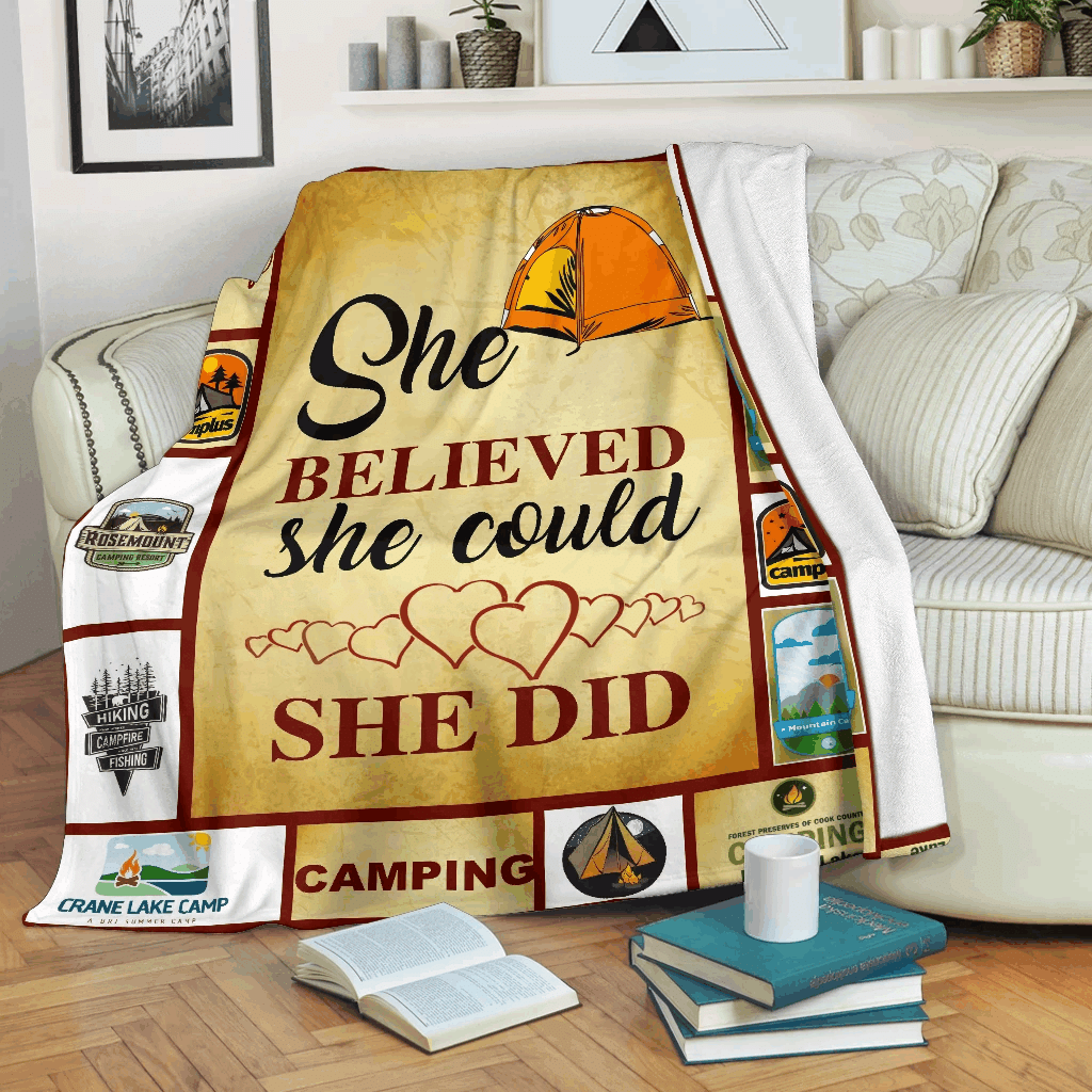 Camping Sherpa Fleece Blanket