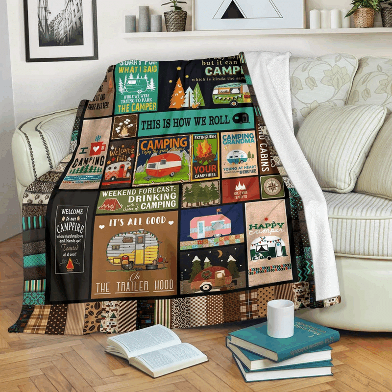 Camping Sherpa Fleece Blanket