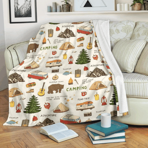Camping Sherpa Fleece Blanket