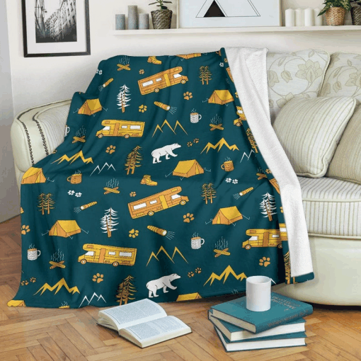 Camping Sherpa Fleece Blanket