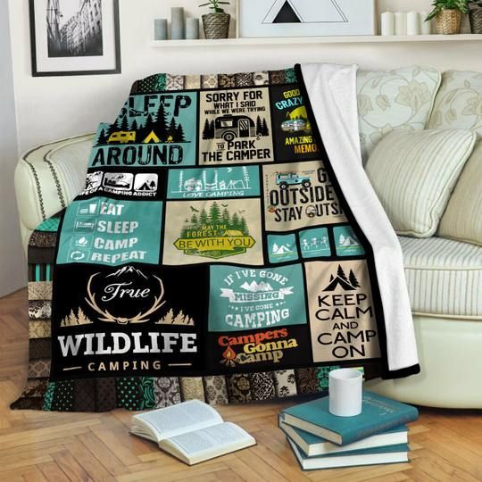 Camping Sherpa Fleece Blanket