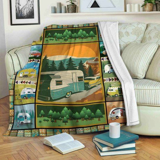 Camping Sherpa Fleece Blanket