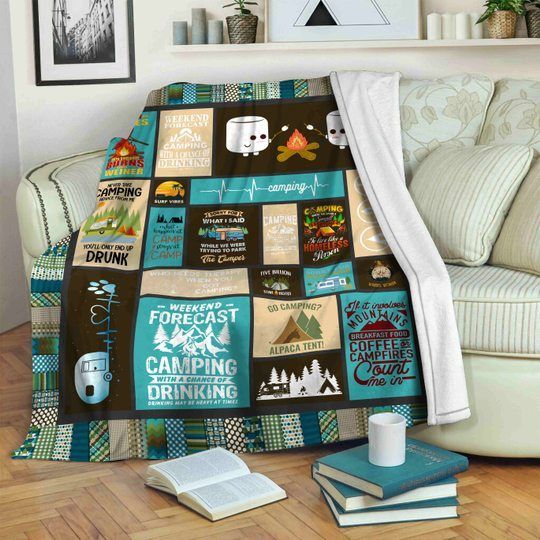 Camping Sherpa Fleece Blanket