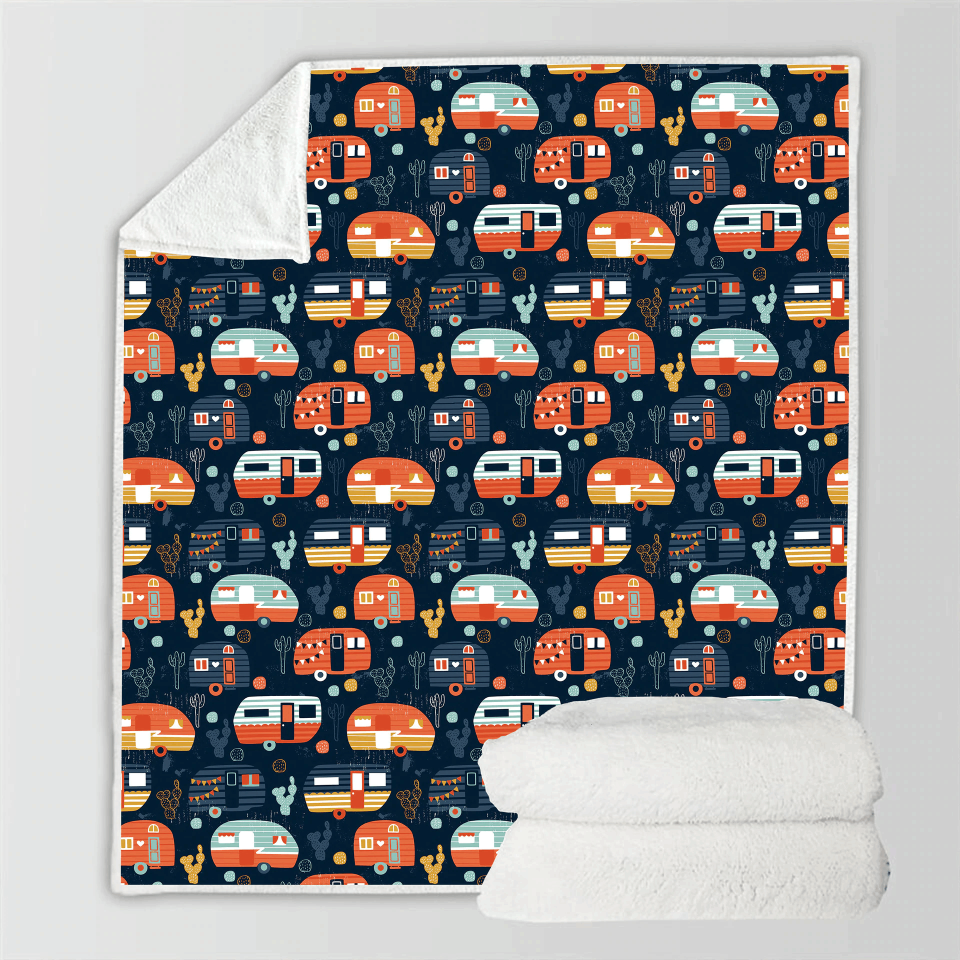 Camping Sherpa Fleece Blanket