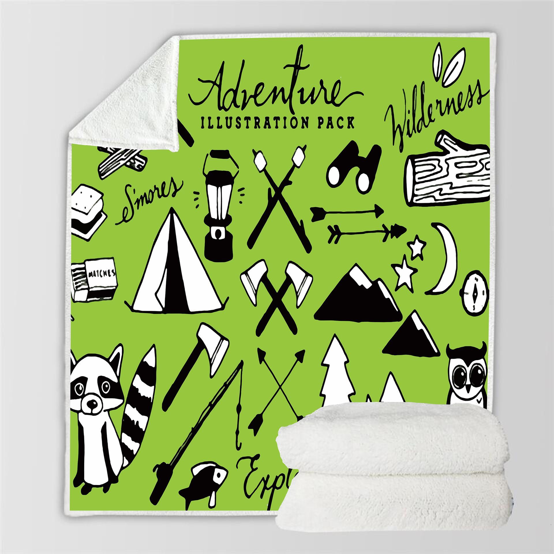 Camping Sherpa Fleece Blanket