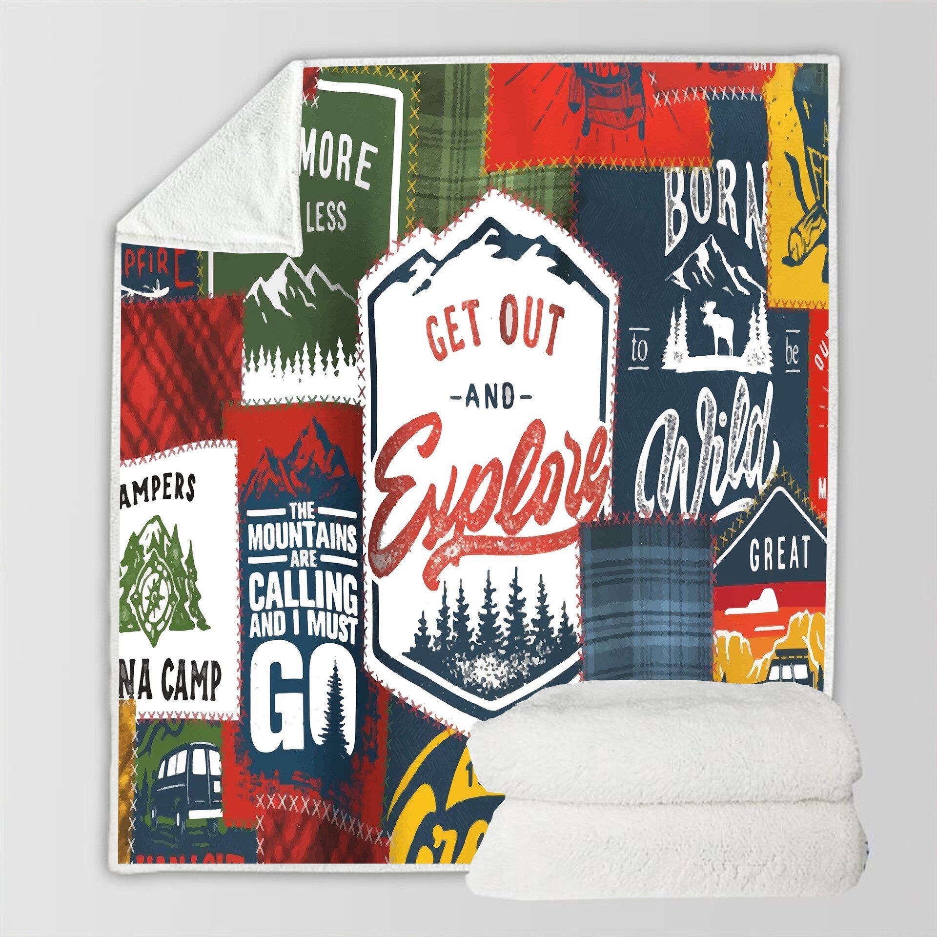 Camping Sherpa Fleece Blanket
