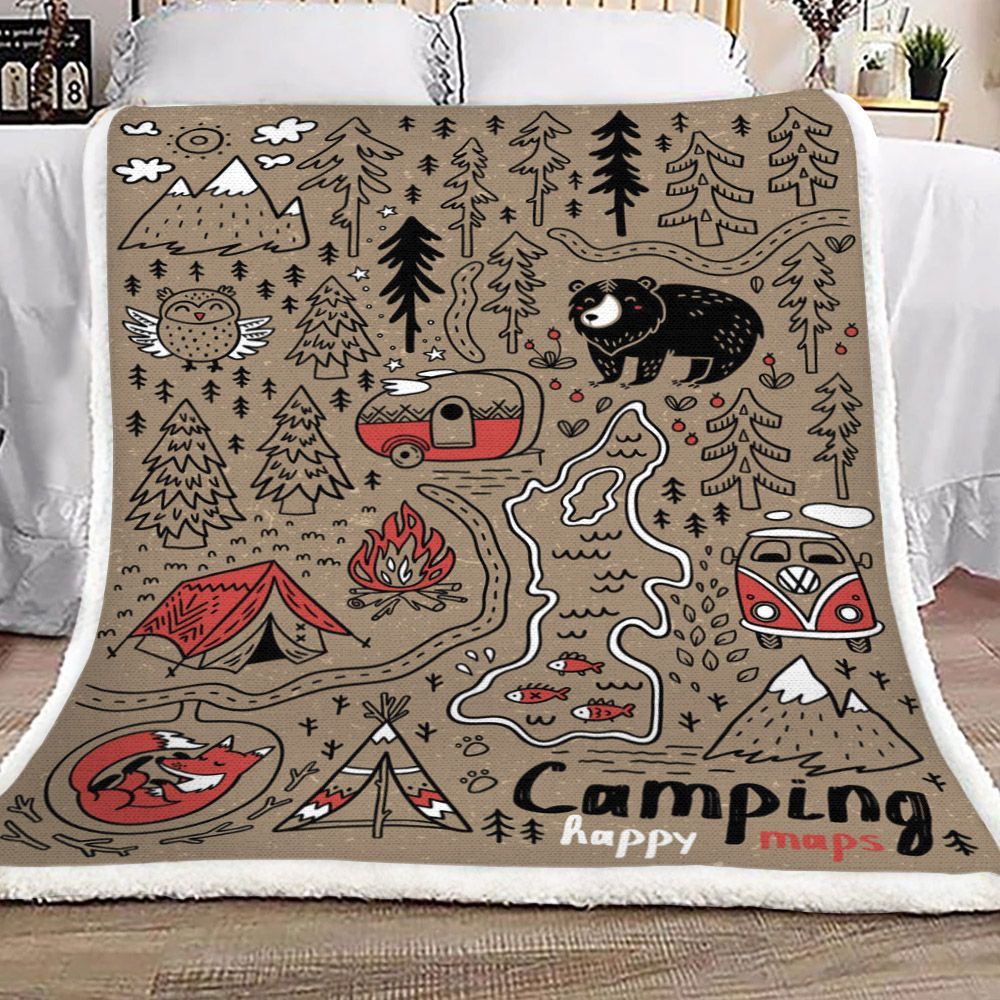 Camping Sherpa Fleece Blanket
