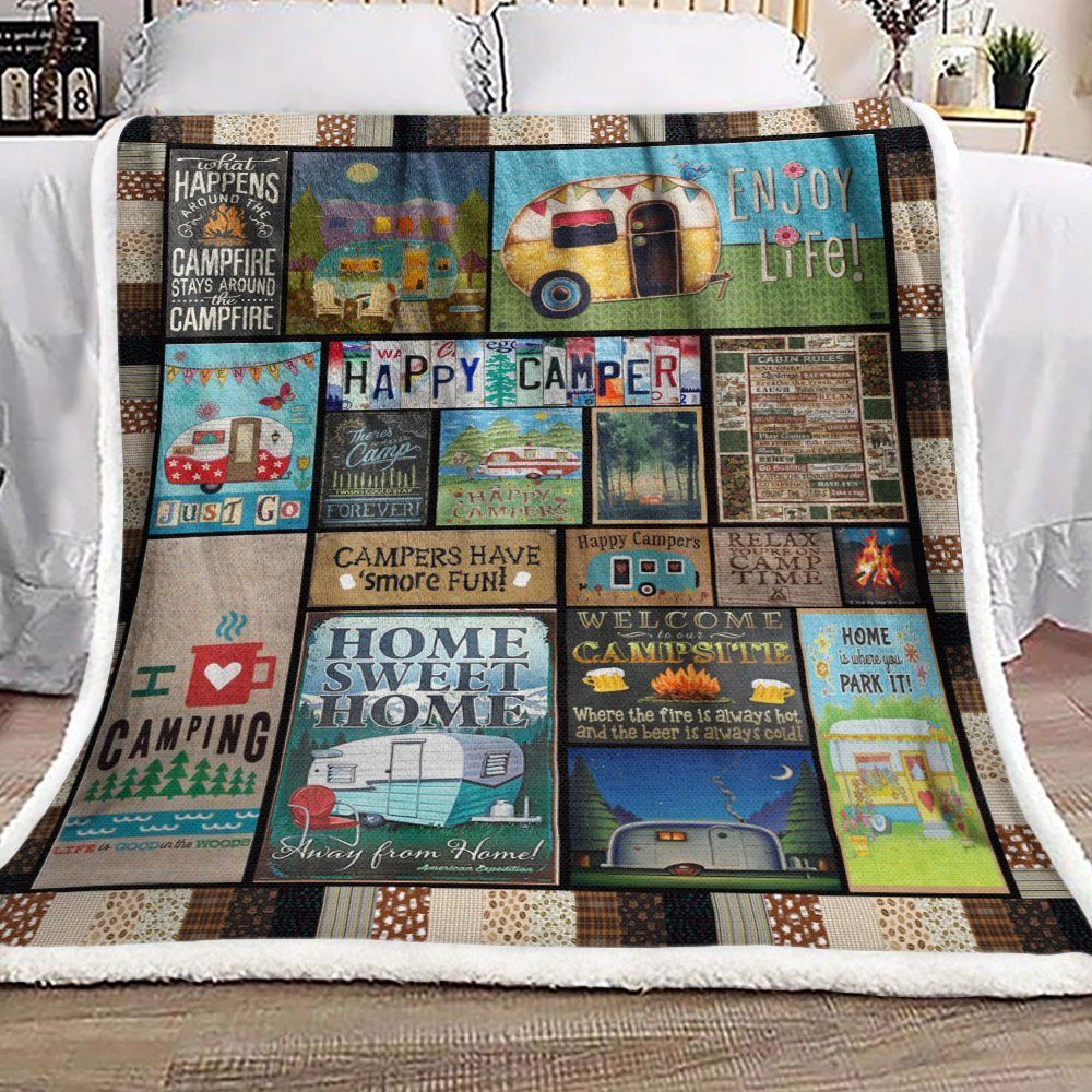 Camping Sherpa Fleece Blanket