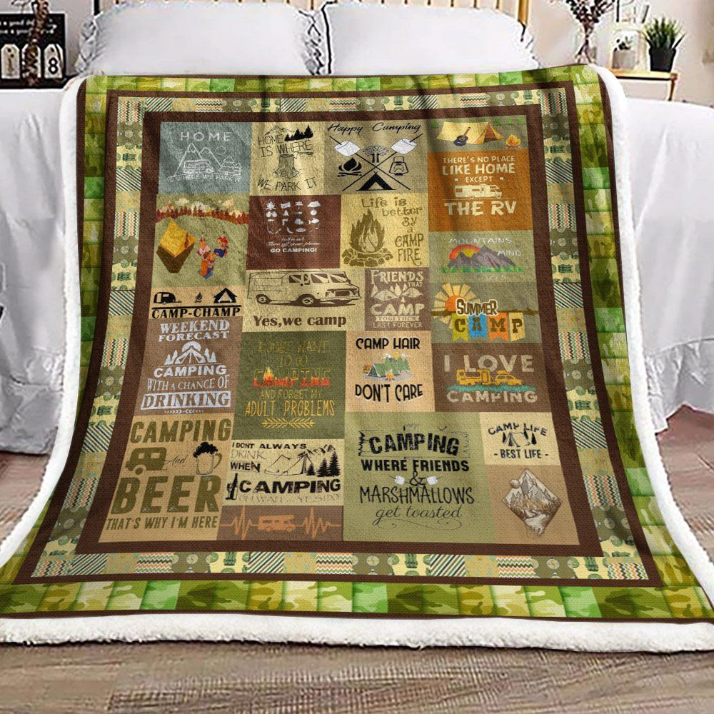 Camping Sherpa Fleece Blanket
