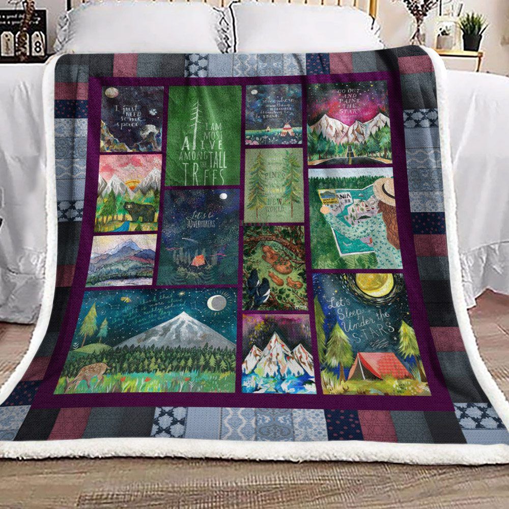 Camping Sherpa Fleece Blanket
