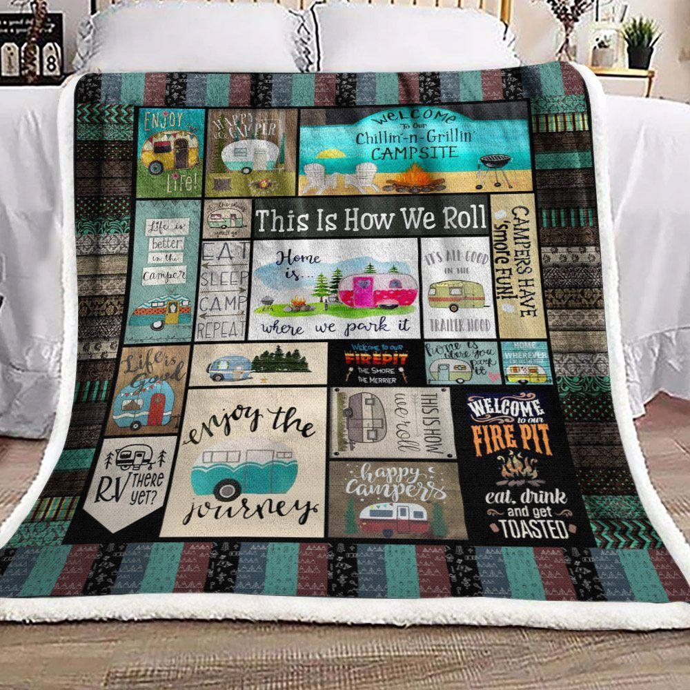 Camping Sherpa Fleece Blanket