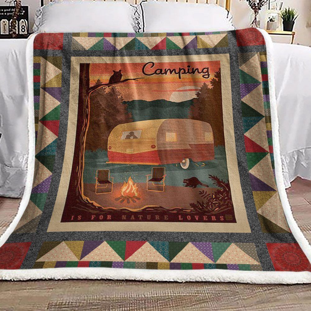 Camping Sherpa Fleece Blanket