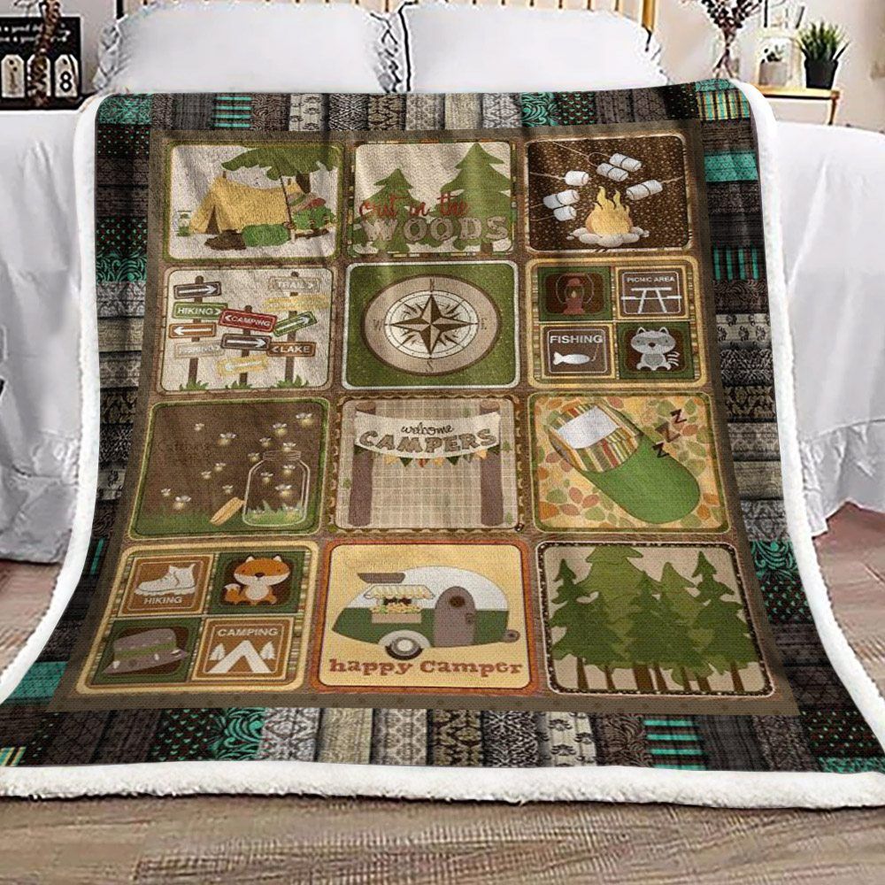 Camping Sherpa Fleece Blanket