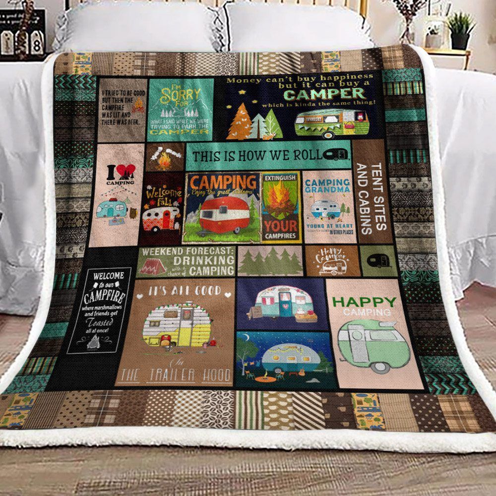 Camping Sherpa Fleece Blanket