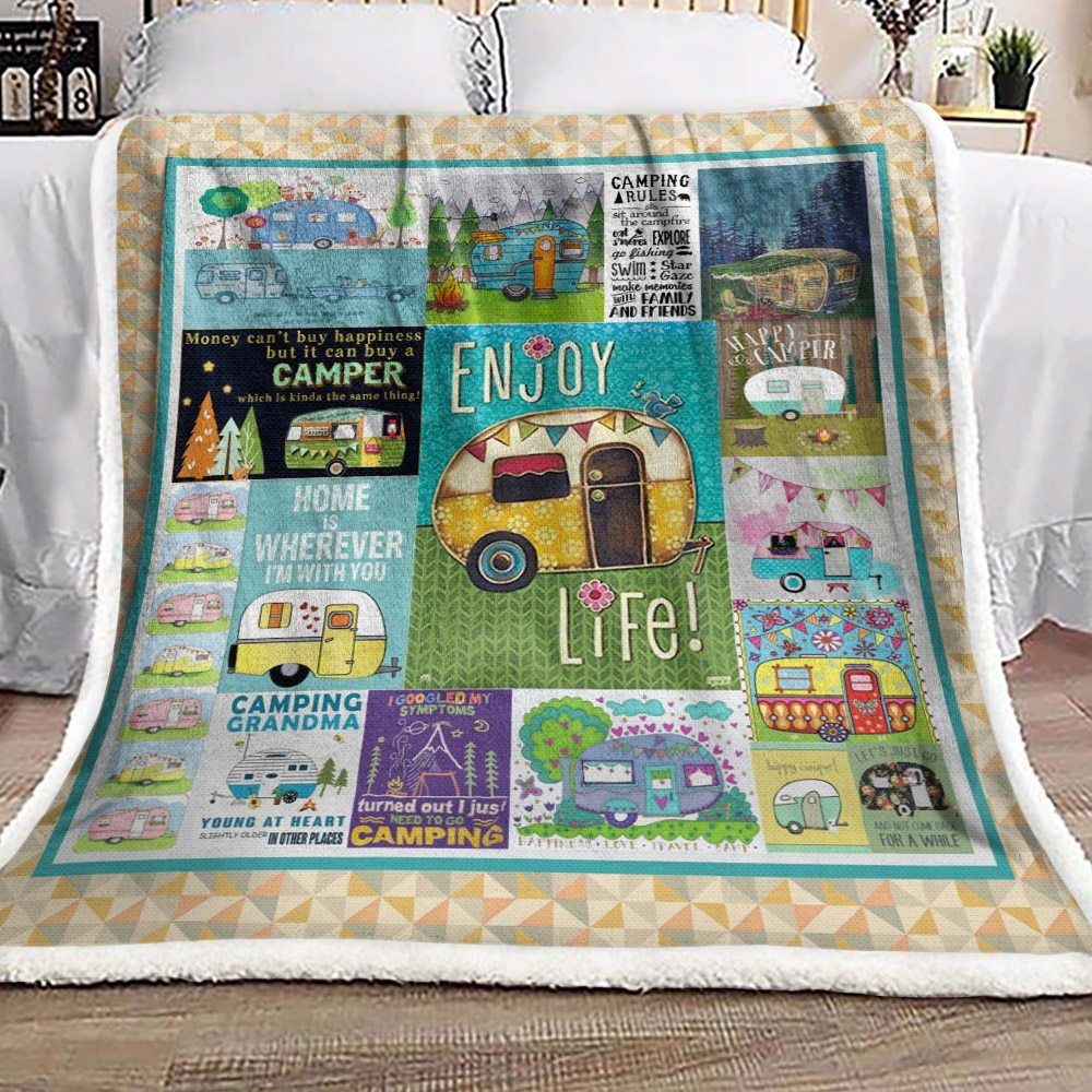 Camping Sherpa Fleece Blanket