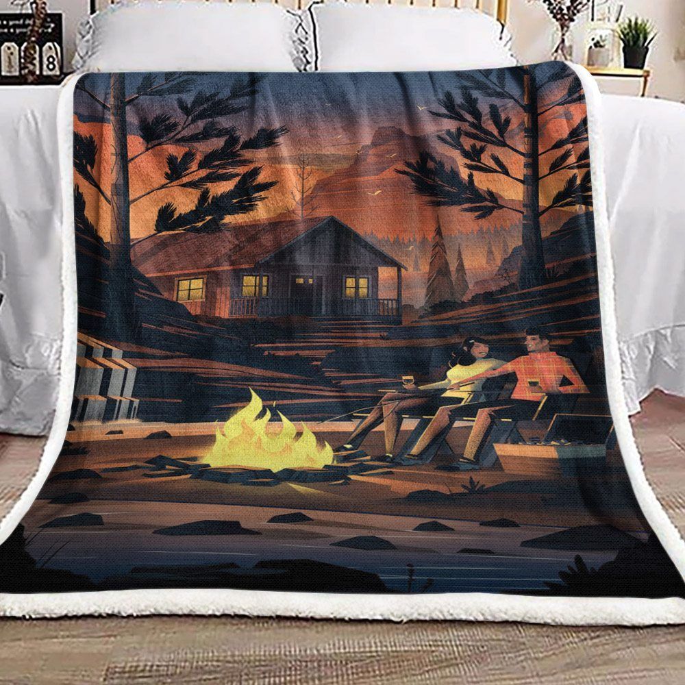 Camping Sherpa Fleece Blanket