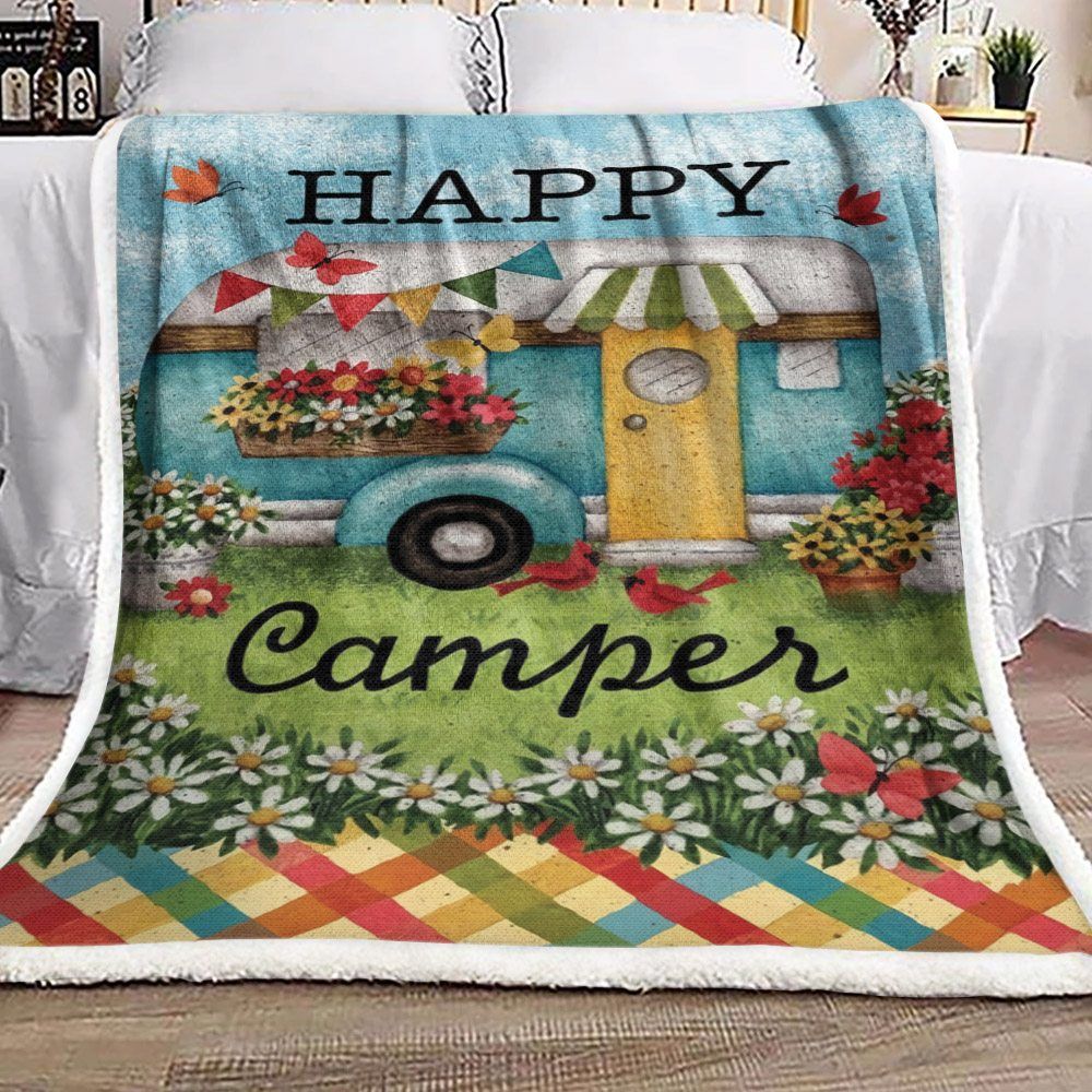 Camping Sherpa Fleece Blanket