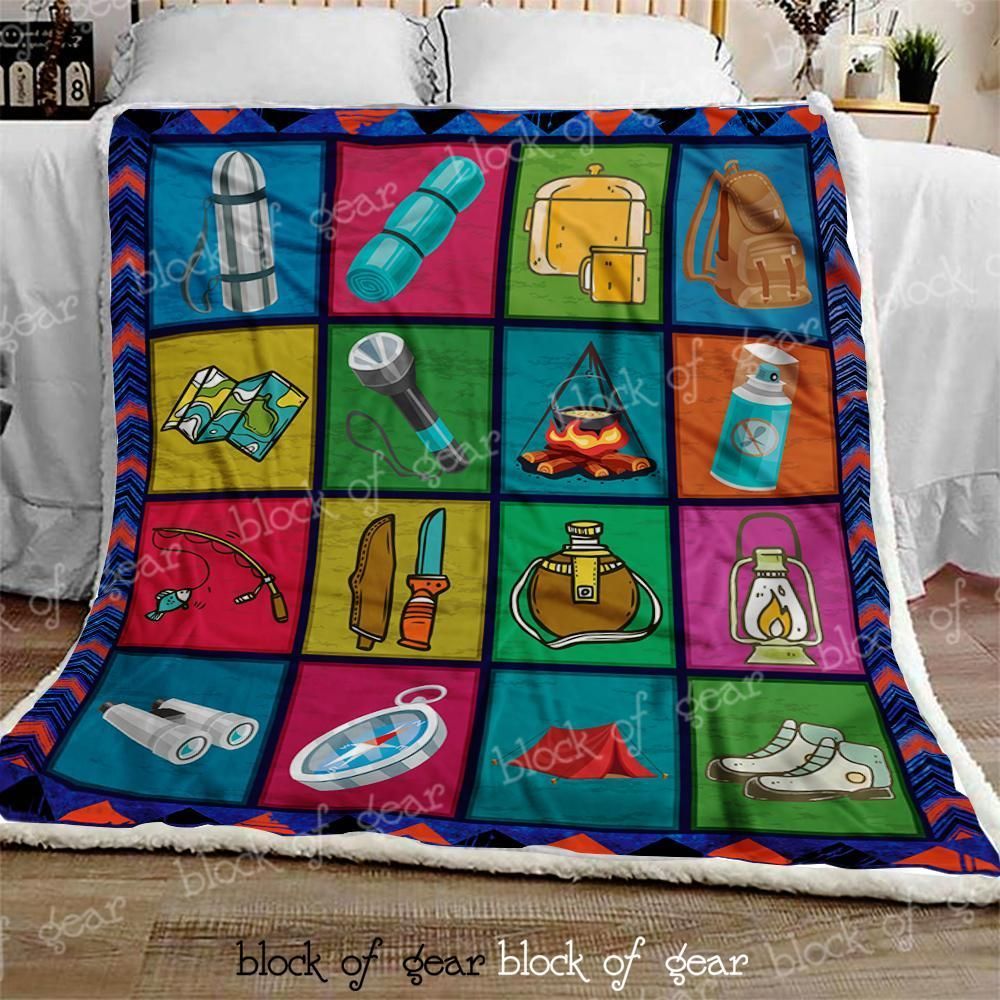 Camping For Life Sherpa FLeece Blanket