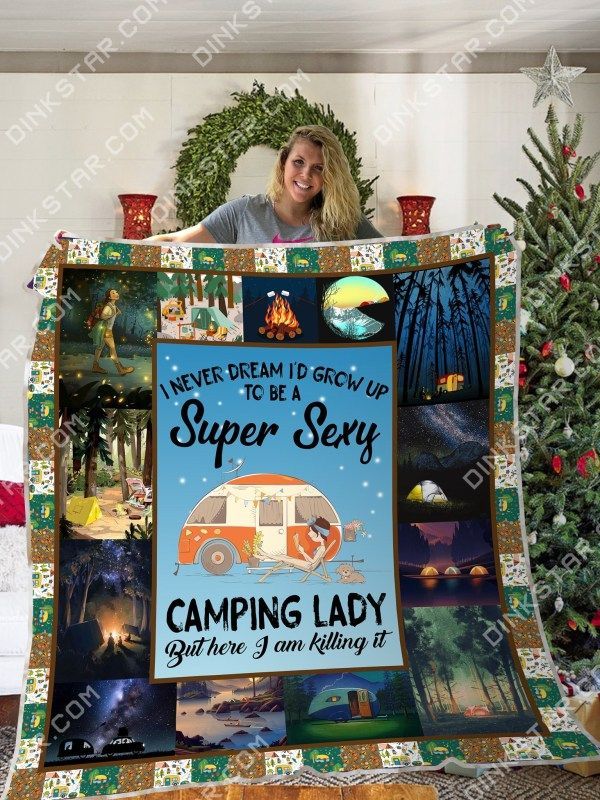 Camping Girl Sherpa Fleece Blanket
