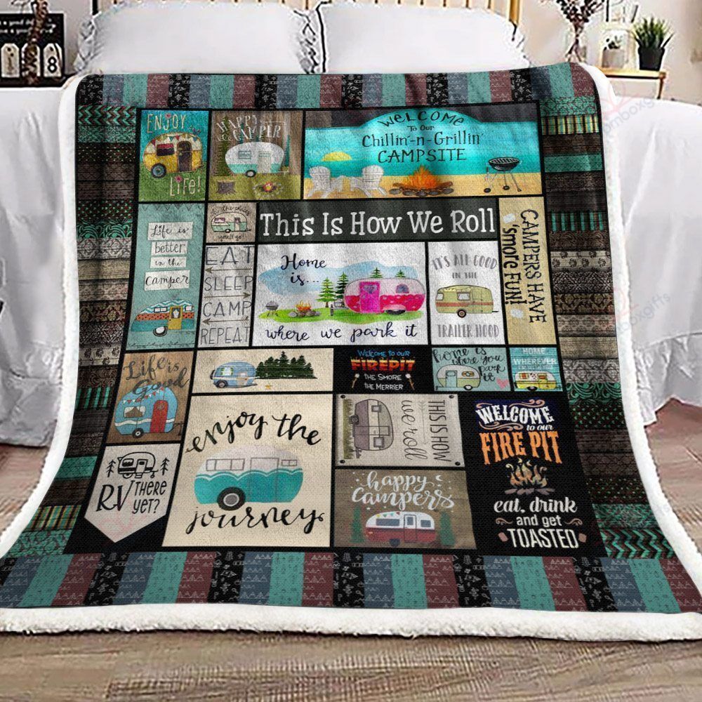 Camping Sherpa Fleece Blanket