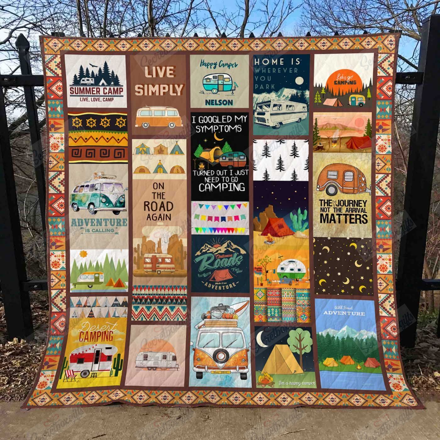 Camping Happy Camper GS-CL-LD0608 Quilt Blanket