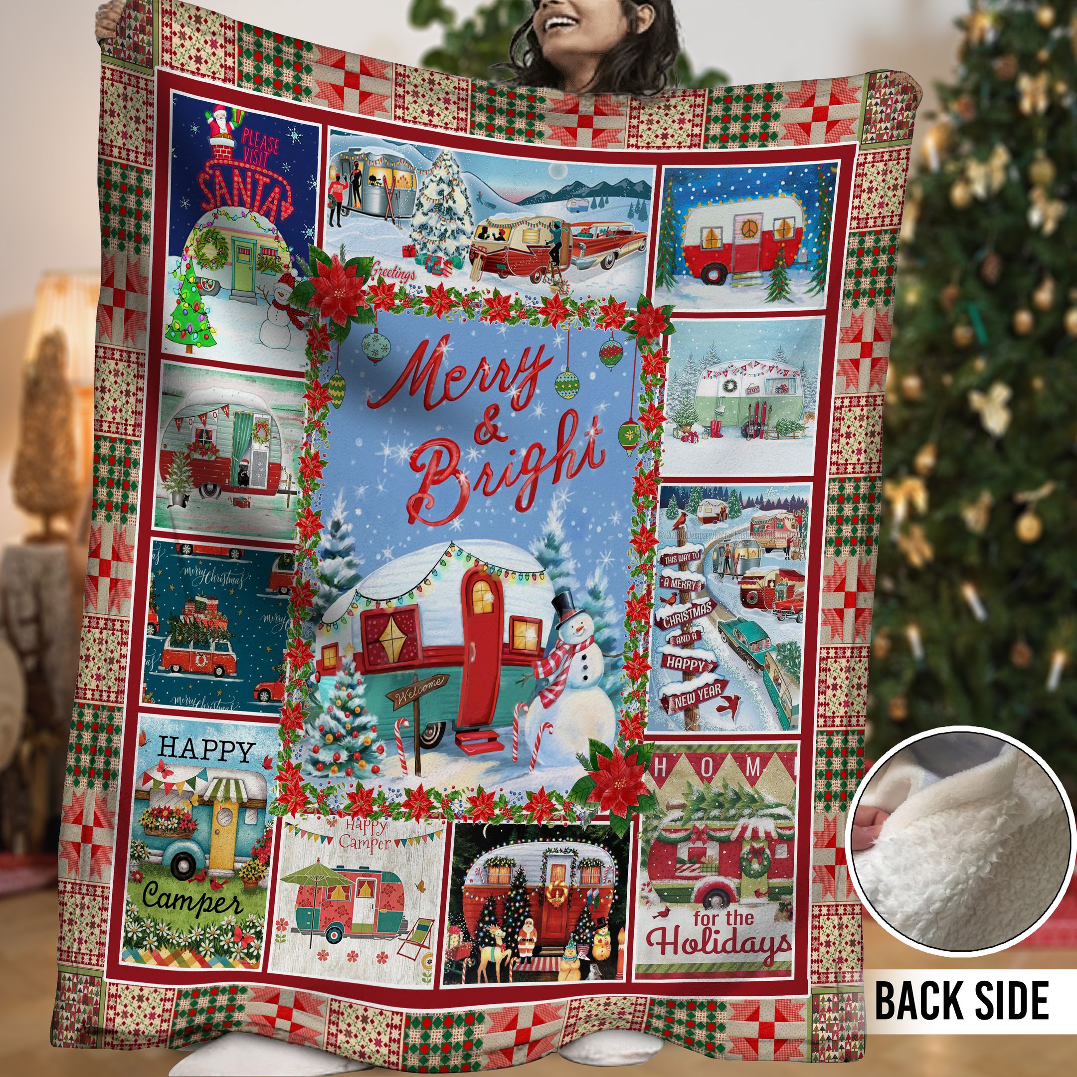 Camping Sherpa Fleece Blanket