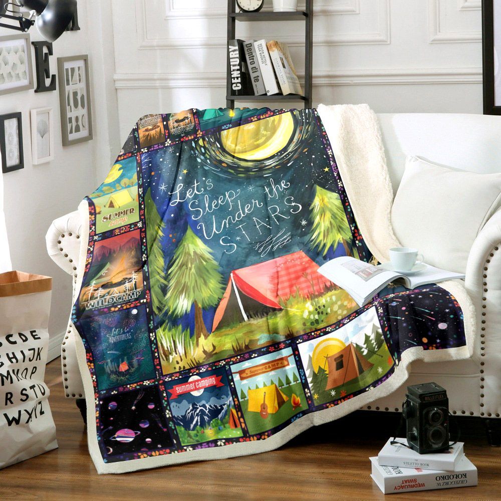 Camping Sherpa Fleece Blanket