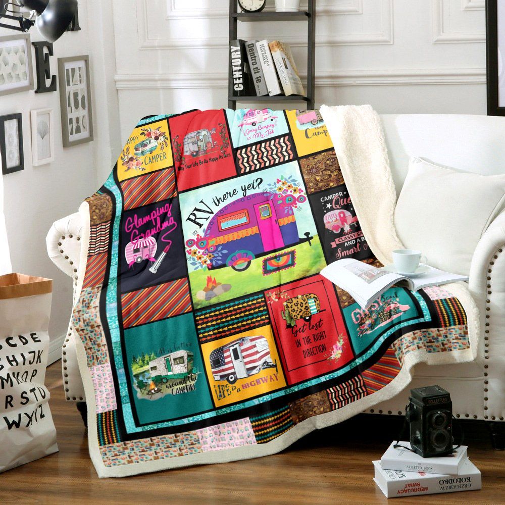 Camping Sherpa Fleece Blanket