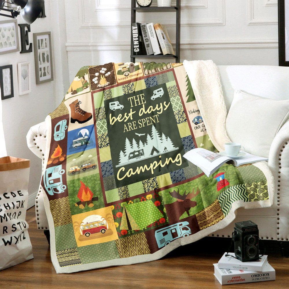 Camping Sherpa Fleece Blanket